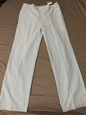 Vtg Christian Dior  Blue & White Seersucker Pants Hamptons Cottagecore coastal